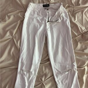 Fashion Nova White Ripped Skinny Jeans